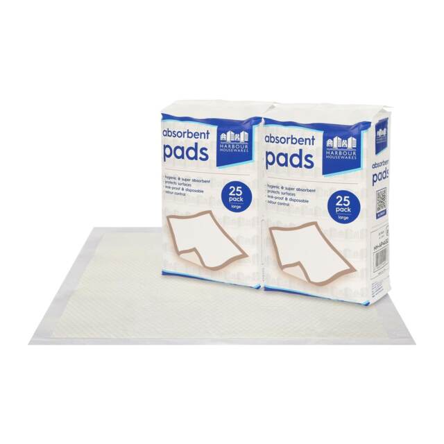 Harbour Housewares 50x Disposable Incontinence Bed Pads - 60 x 60cm - Waterproof High Absorbency Mattress Protector Bed Sheet