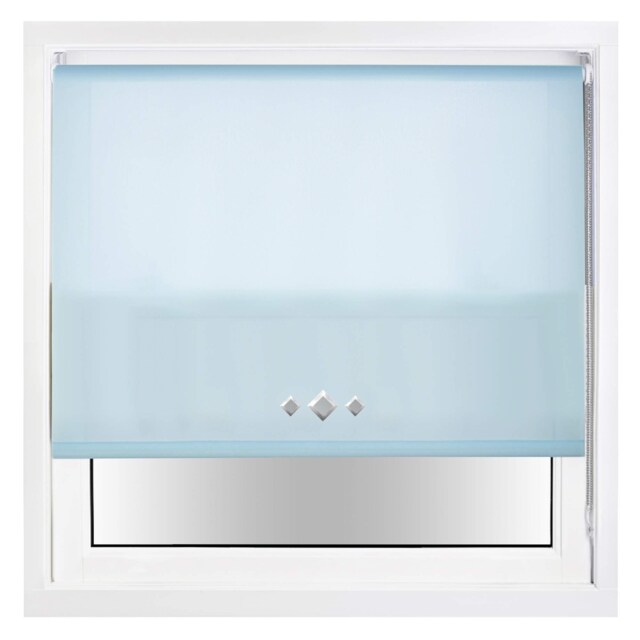 FURNISHED Daylight Trimmable Roller Blinds with Triple Diamond Eyelets and Metal Fittings Blue Duck Egg Blue (W) 165cm x (L) 165cm
