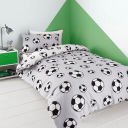 Football Fleece Reversible Duvet Cover Set Grey Double