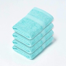 Homescapes Turkish Cotton Face Cloth - Set of 4, Aqua