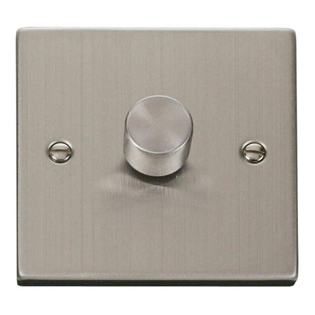 SE HOME Stainless Steel 1 Gang 2 Way LED 100W Trailing Edge Dimmer Light Switch Chrome Stainless Steel