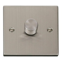 SE HOME Stainless Steel 1 Gang 2 Way LED 100W Trailing Edge Dimmer Light Switch Chrome Stainless Steel