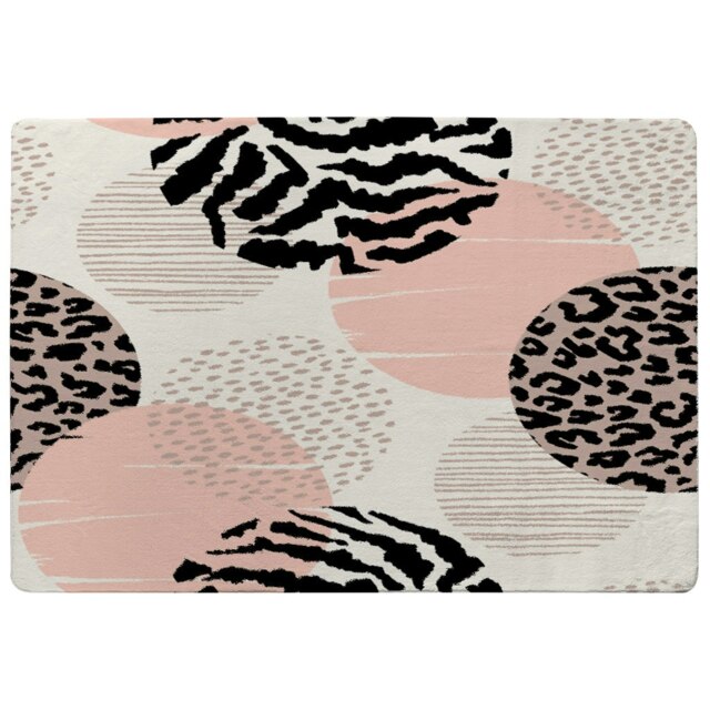 Abstract geometrics with animal print and circles (Rug) Multi L