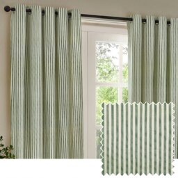 Yard Hebden Striped Cotton Forest Eyelet Curtains (W)117cm x (D)183cm Multi