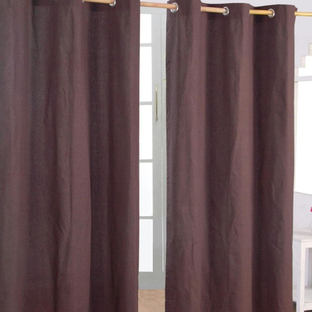 Homescapes Plain Off Brown Cotton Eyelet Curtains - 117 x 137 cm Brown Chocolate (W) 117cm x (L) 137cm