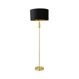ValueLights Marissa Gold Stacked Ball Floor Lamp Black Velvet Gold Shade