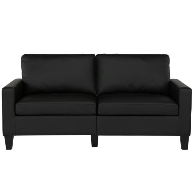 Rylie 2-Seater Sofa in Faux Leather Black Black BLACK Three Seater