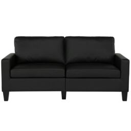 Rylie 2-Seater Sofa in Faux Leather Black Black BLACK Three Seater