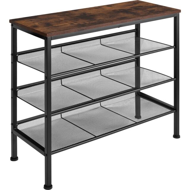Shoe Rack Wolverhampton - surface shelf and 3 grid shelves, industrial style Brown Industrial wood dark, rustic 75,50 x 30,50 x 69,50 cm 1