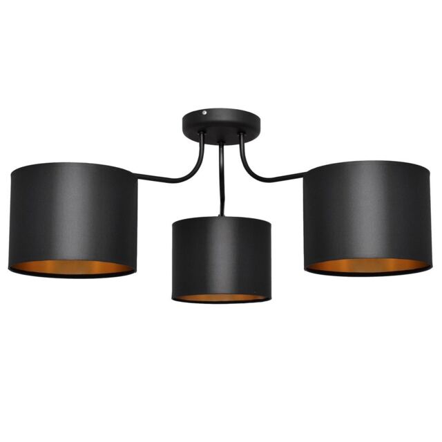 Alba Multi Arm Semi Flush Ceiling Light Black, Gold 65cm