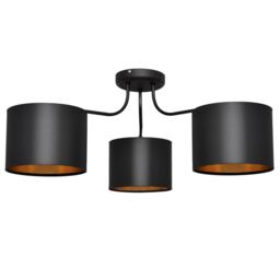 Alba Multi Arm Semi Flush Ceiling Light Black, Gold 65cm
