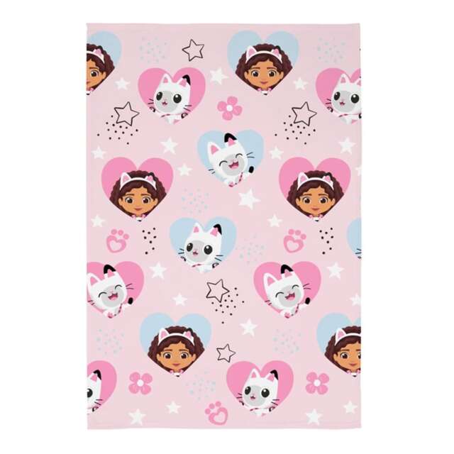 Gabby´s Dollhouse Fleece Stars & Hearts Blanket Pink Pink/Blue One Size 1