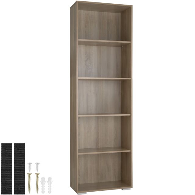 Bookshelf Lexi - Bookcase with 5 shelves Brown Wood light, oak Sonoma 60 x 30 x 190 cm 1