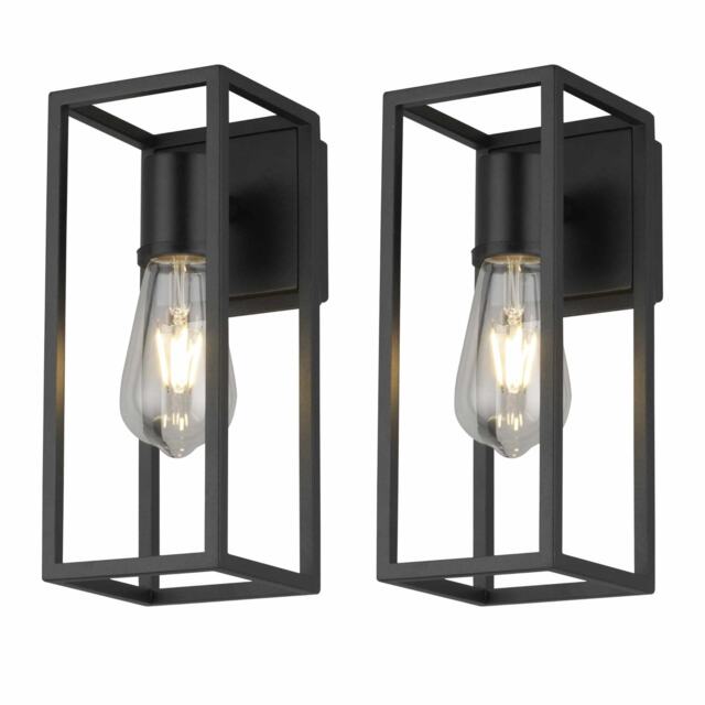 Set of 2 Hale - Black IP44 Outdoor Wall Lights Black 2