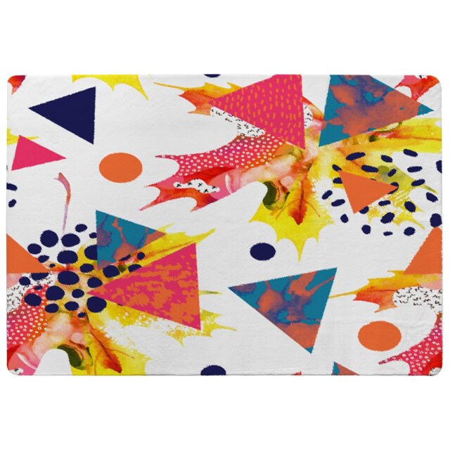 Maple Leaves & Geometric Patterns Rug Multi
