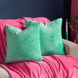 OHS 2 Pack of Waffle Fleece Square Cushion Covers Green Jade Green 45 x 45 cm