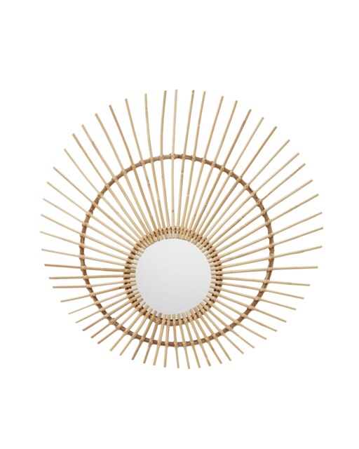 Orsina Natural Rattan Wall Mirror, Wood Wall Mirror, Beaitiful Mirror in Wooden Frame, Rattan Wall Mirror