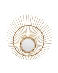 Orsina Natural Rattan Wall Mirror, Wood Wall Mirror, Beaitiful Mirror in Wooden Frame, Rattan Wall Mirror