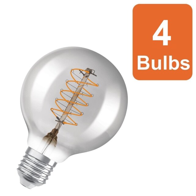 Osram Vintage 1906 Globe 80 30 Filament DIM Lamp 7.8W 818 Smoke E27 4 Pack