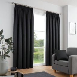 Fusion Galaxy Pencil Pleat Curtains Black