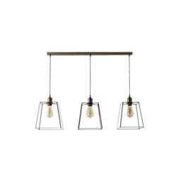 ValueLights Susie Brushed Brass 3 Drop Diner Ceiling Light Black