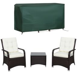 Outsunny Rattan 3PCs Chair Table Bistro Set Patio Set w/ Steel Frame White Cream