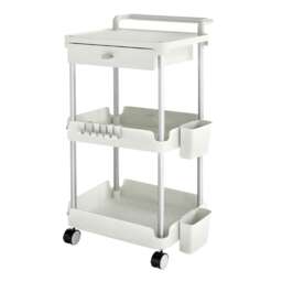 Levede 3 Tier Kitchen Trolley Cart on Wheels Metal Rolling Storage Island White