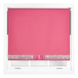 FURNISHED Blackout Roller Blinds with Diamante Trim and Bow Cut to Size Pink Fuchsia (W) 240cm x (L) 165cm