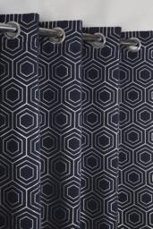 Element Geometric Thermal Blackout Eyelet Curtains 168cm x 183cm Navy Blue Blue