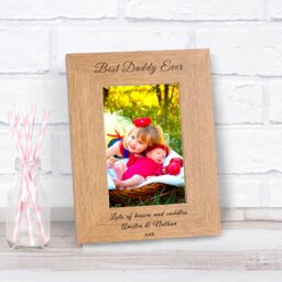 Personalised Best Daddy Ever Wood Picture Frame 6 x 4 Fathers Day Dad