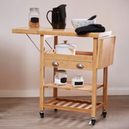 Interiors By Premier Versatile Bamboo Kitchen Trolley, Contemporary Garden Drinks Trolley, Durable Kitchen Trolley On Wheels