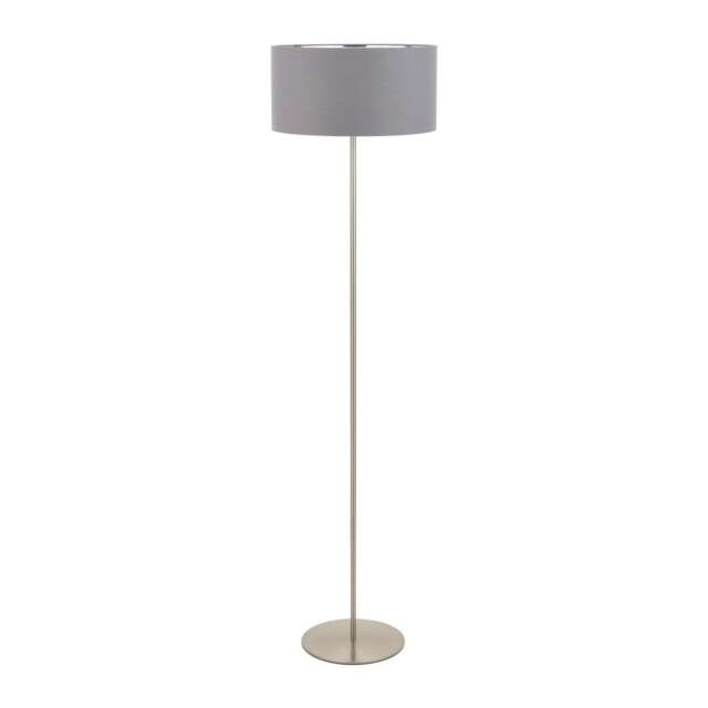 Brushed Silver and Steel Grey Floor Lamp