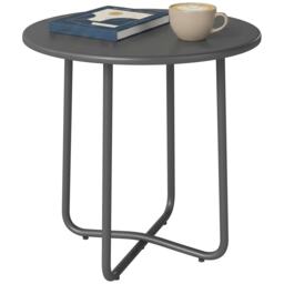 Outsunny Metal Garden Side Table, 48 cm Round Outdoor Table Grey Dark Grey 48 x 48 x 51 cm