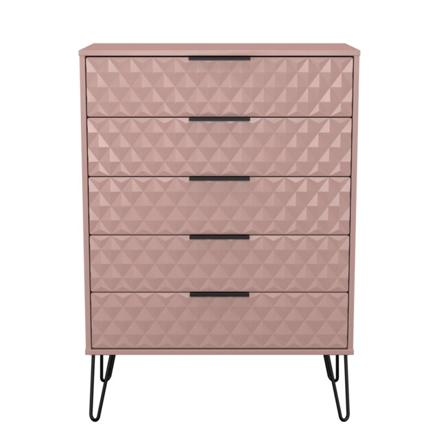 Islay 5 Drawer Chest of Drawers in Kobe Pink (Ready Assembled) Pink Kobe Pink