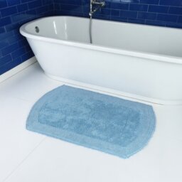 Showerdrape Ultra 100% Cotton Cobalt Blue Charcoal Reversible Bath Mat 800 x 500mm Multi 1