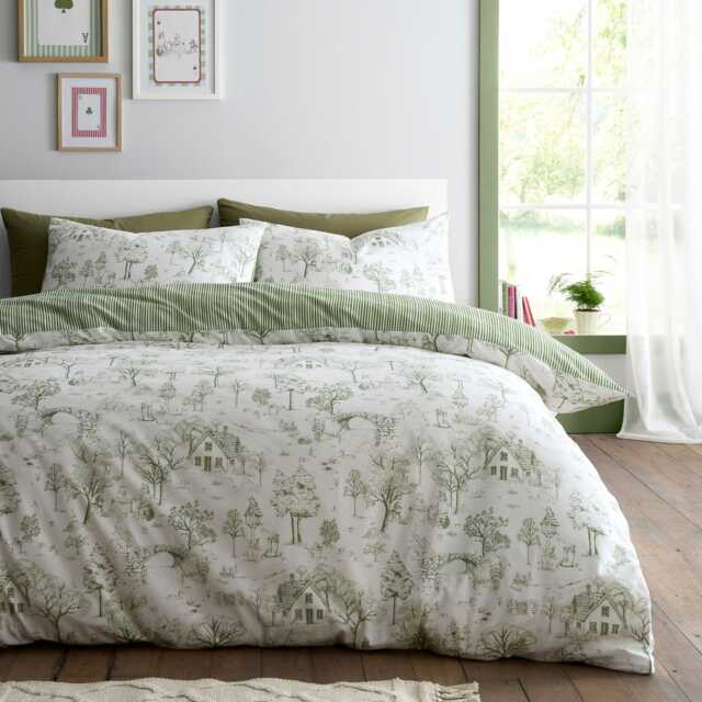 Fusion Woodland Toile Duvet Cover Set Green