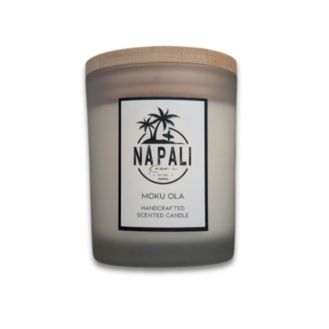 NĀ PALI Handcrafted Hawaiian Candle Crackling Wick MOKU OLA Coconut Island White One Size