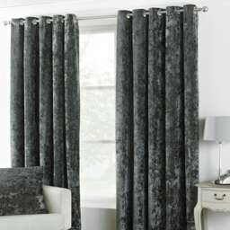 Paoletti Verona Crushed Velvet Pewter Eyelet Curtains (W)168cm x (D)229cm Multi