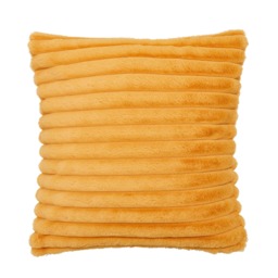 Catherine Lansfield Cosy Ribbed Faux Fur Soft Touch Cushion Yellow Mustard Yellow 45x45cm