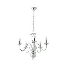 ValueLights Gothica 5 Way Chrome Flemish Style Ceiling Light Chandelier Fitting