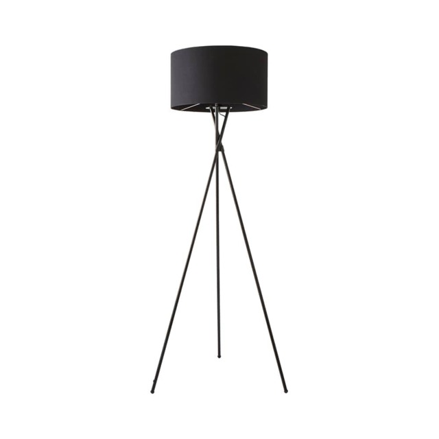 ValueLights Camden Black Tripod Floor Lamp Black Shade and Bulb