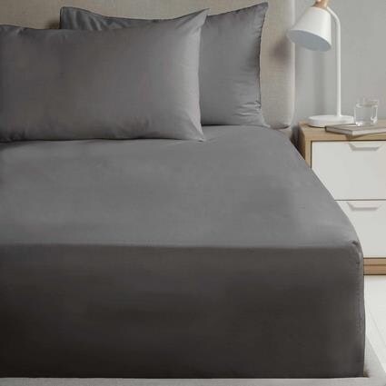 Percale 180TC Flat Sheet - Charcoal - Single