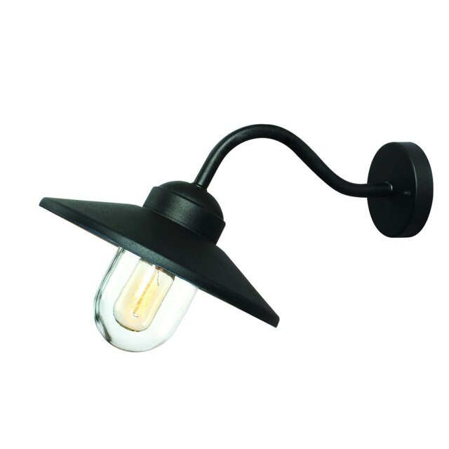 Klampenborg 1 Light Outdoor Fisherman Dome Wall Lantern Black IP44, E27