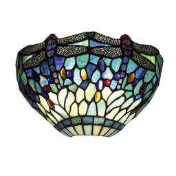 Dragonfly Tiffany 1 Light Wall Uplighter Dark Bronze, Blue, E14