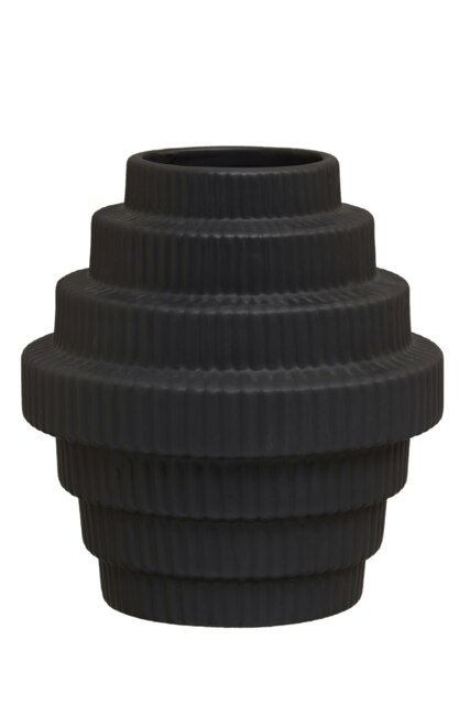Interiors by Premier Lightweight Black Small Vase, Versatile And Stylish Flower Ceramic vase, Modern Design Vase For Flowers Black