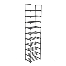 Living and Home 10 Tier Customizable Metal Shoe Rack - Black 175cm Black