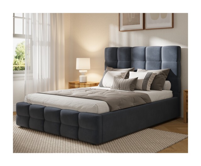 Ezysleep Maison Luxury Velvet Upholstered Bed Frame With Plush Padded Headrest Grey Grey