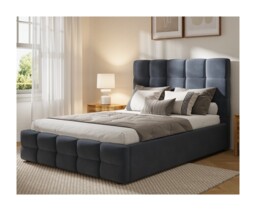 Ezysleep Maison Luxury Velvet Upholstered Bed Frame With Plush Padded Headrest Grey Grey