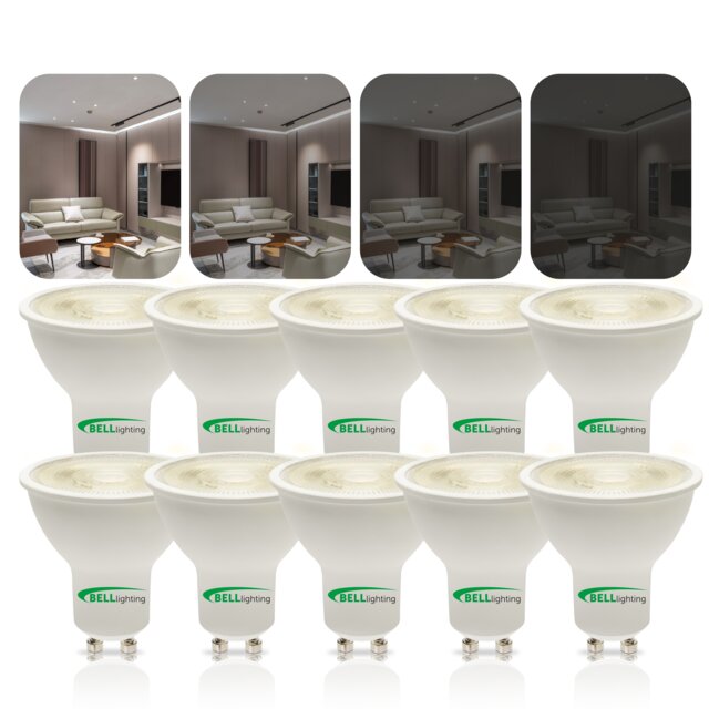 BELL Lighting GU10 Dimmable LED Spotlight Energy Saving Light Bulb 4.4W White Cool White - 6000k 10