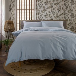 Everyday Comfort 200 Thread Count Cotton Duvet Cover Set Blue Powder Blue Super King